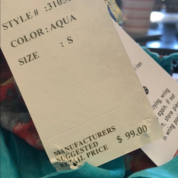 VASNA AQUA SUNDRESS WITH FLORAL PRINT. - Picture 4 of 4